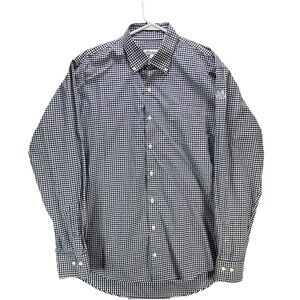 Peter Millar Dress Shirt Mens Large Blue Check Stretch Long Sleeve Button Down